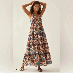 Lovers & Friends NWT V-Neck Botanical Boho Printed Maxi Dress Size M
